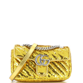 Gucci GG Marmont Flap Bag Diagonal Quilted Sequins Mini