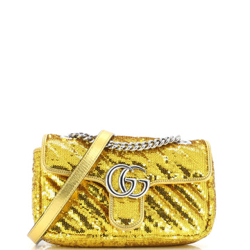 Gucci GG Marmont Flap Bag Diagonal Quilted Sequins Mini