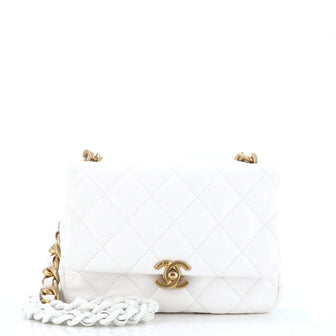 Chanel Lacquered Metal CC Flap Bag Quilted Lambskin Small