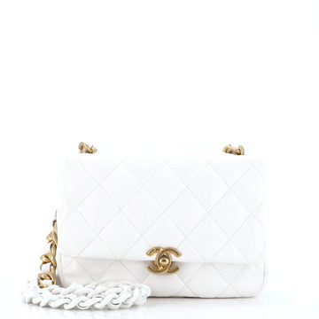 Chanel Lacquered Metal CC Flap Bag Quilted Lambskin Small