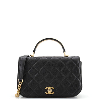 Chanel Carry Around Flap Bag Quilted Caviar Small