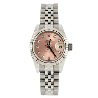 Rolex Oyster Perpetual Datejust Automatic Watch Stainless Steel and White Gold with Diamond Markers 26