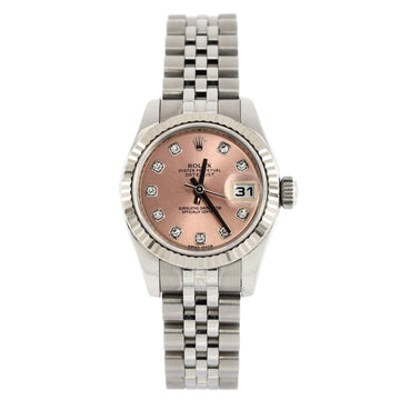 Rolex Oyster Perpetual Datejust Automatic Watch Stainless Steel and White Gold with Diamond Markers 26