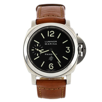 Panerai Luminor Marina Logo Manual Watch Stainless Steel and Leather 44