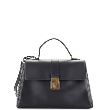 Bottega Veneta Piazza Top Handle Bag Leather with Intrecciato Detail Small