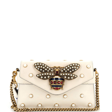Gucci Broadway Pearly Bee Shoulder Bag Embellished Leather Mini