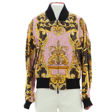 Fendi x Versace Fendace Men's Reversible Bomber Jacket Printed Zucca Silk