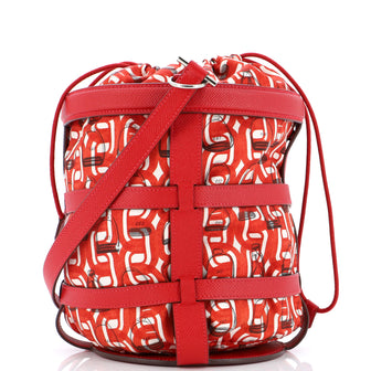 Hermes Musardine Bucket Bag Printed Silk with Leather