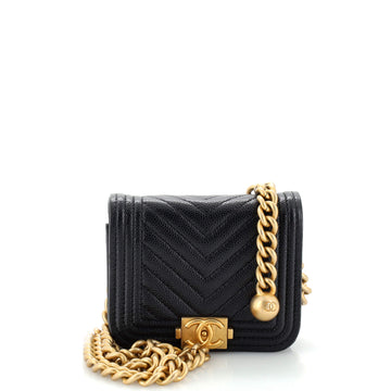 Chanel Boy Flap Chain Belt Bag Chevron Caviar