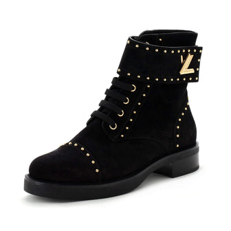 Louis Vuitton Women's Wonderland Flat Ranger Boots Studded Suede