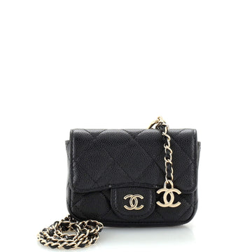 Chanel CC Classic Flap Belt Bag Quilted Caviar Micro