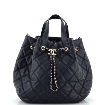 Chanel CC Dweller Drawstring Bucket Tote Quilted Lambskin Medium
