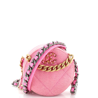 Chanel 19 Round Clutch with Chain Quilted Denim