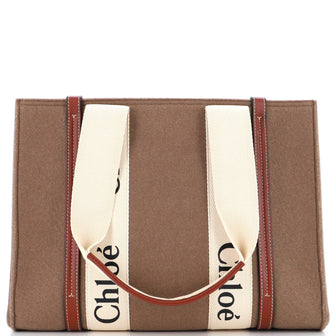 Chloe Woody Tote Recycled Felt with Leather and Canvas Medium