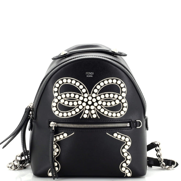 embellished mini backpack Fendi By The Way Flowerland Backpack Embellished Leather Mini Black 24789953