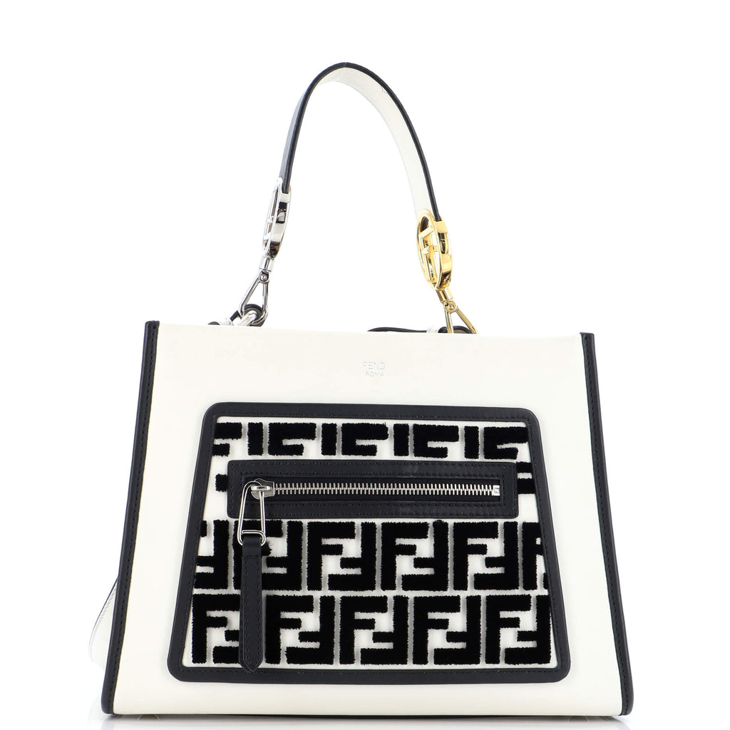 Fendi Runaway Bag Leather and Zucca Velvet Small Black 24789956