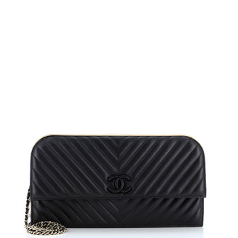 Chanel CC Frame Clutch Chevron Lambskin