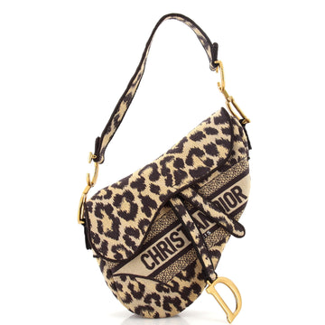 Christian Dior Saddle Handbag Mizza Embroidered Canvas Medium