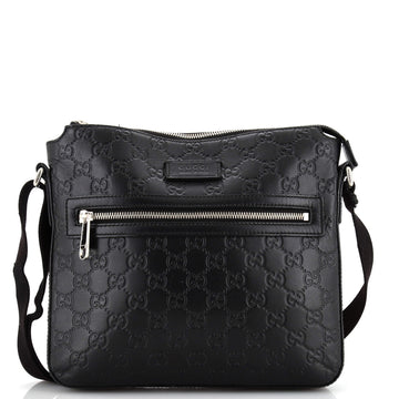 Gucci Signature Zip Messenger Bag Guccissima Leather Small