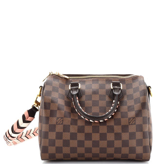 Louis Vuitton Speedy Bandouliere Bag Damier with Braided Detail 25