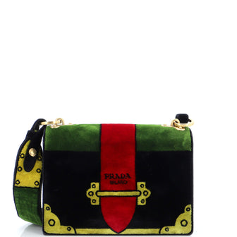 Prada Cahier Crossbody Bag Printed Velvet Small