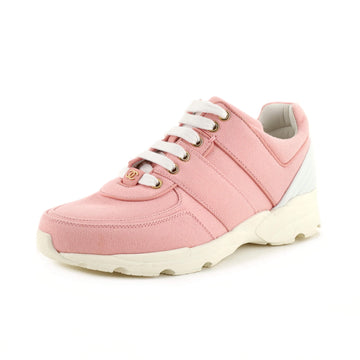 Chanel Women's CC Lace Up Sneakers Canvas with Leather