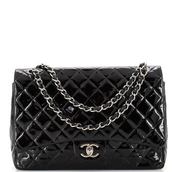 Chanel Classic Double Flap Bag Quilted Patent Maxi
