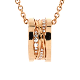 Bvlgari B.Zero1 Design Legend Zaha Hadid Pendant Necklace 18K Rose Gold with Diamonds