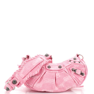 Balenciaga Le Cagole Giant Studs Shoulder Bag BB Denim XS