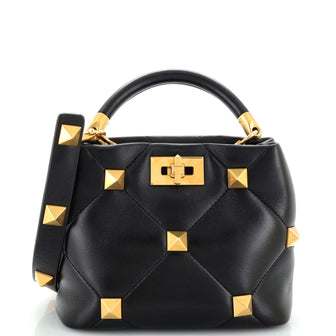 Valentino Garavani Roman Stud Top Handle Bag Quilted Leather Small