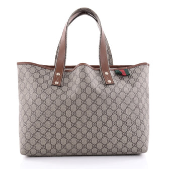 Gucci Web Loop Tote GG Coated Canvas Medium Gray 2480401