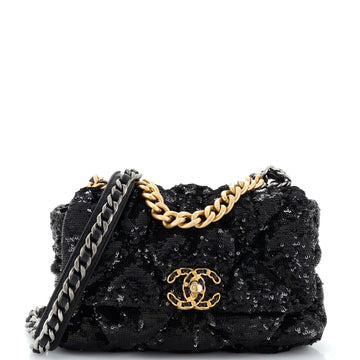 Chanel 19 Flap Bag Quilted Sequins Medium