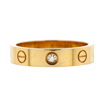 Cartier Love Wedding Band 1 Diamond Ring 18K Yellow Gold with Diamond
