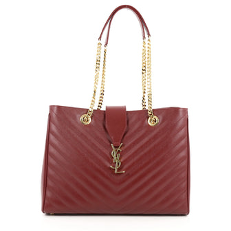 Saint Laurent Classic Monogram Shopper Matelasse Chevron Red 2480601