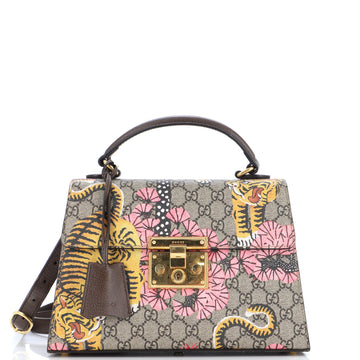 Gucci Padlock Top Handle Bag Bengal Print GG Coated Canvas Small