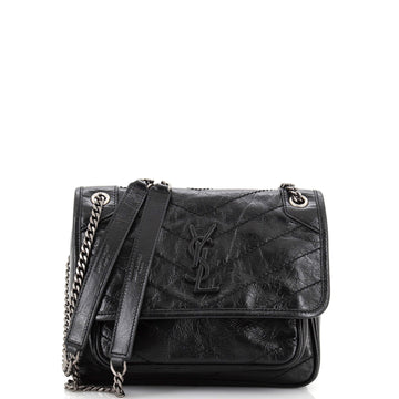 Saint Laurent Niki Chain Flap Bag Matelasse Chevron Leather Baby