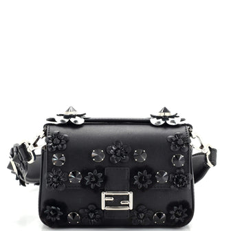Fendi Flowerland Double Baguette Crossbody Bag Embellished Leather Micro