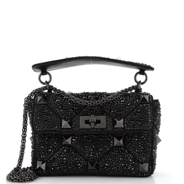 Valentino Garavani Roman Stud Flap Bag Embellished Suede Medium