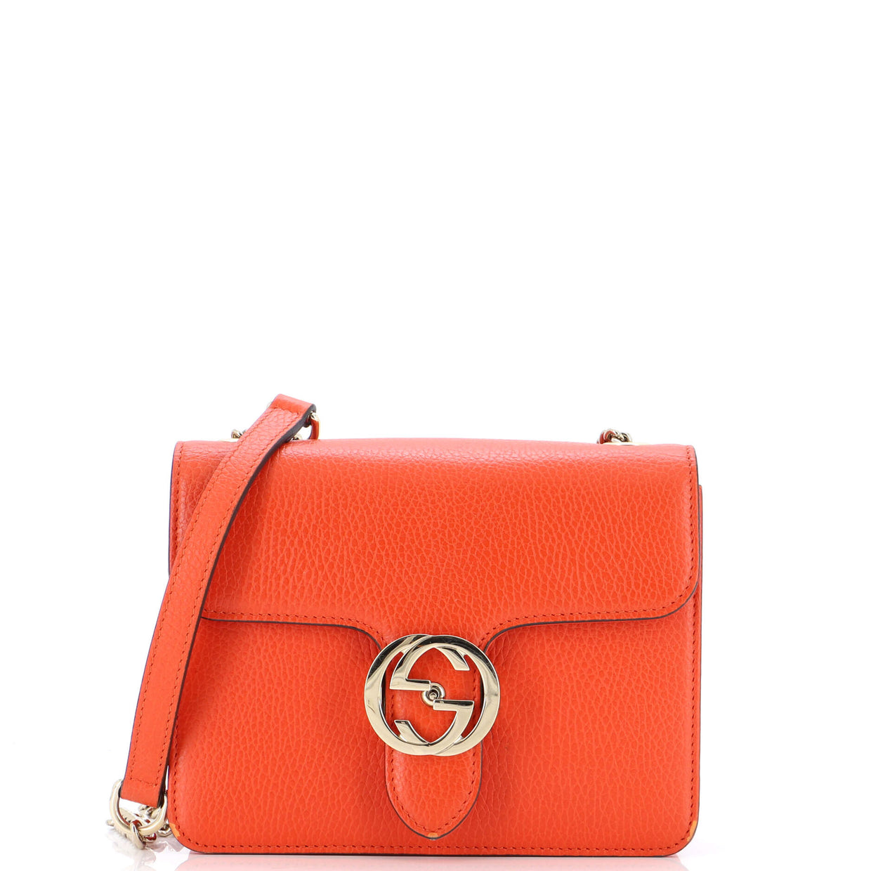 Gucci Interlocking Shoulder Bag (Outlet) Leather Small Orange 2481441