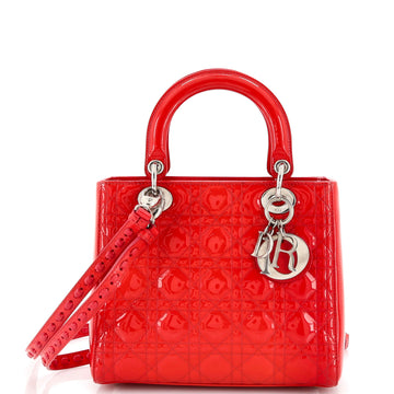 Christian Dior Lady Dior Bag Cannage Quilt Patent Medium