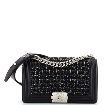 Chanel Boy Flap Bag Chevron Tweed Old Medium