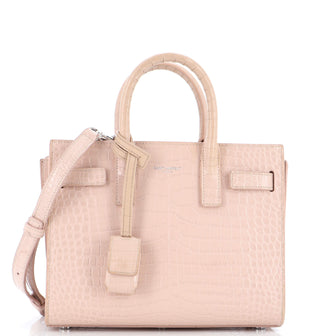 Saint Laurent Sac de Jour NM Bag Crocodile Embossed Leather Nano