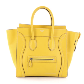 Celine Luggage Handbag Grainy Leather Mini Yellow 2482901