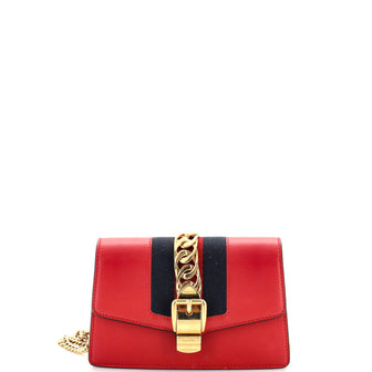 Gucci Sylvie Chain Shoulder Bag Leather Super Mini