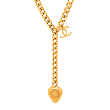 Chanel CC Heart Lariat Necklace Metal