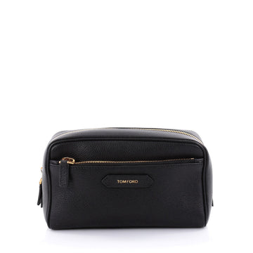 Tom Ford Front Zip Dopp Kit Toiletry Bag Leather Medium Black 2483401