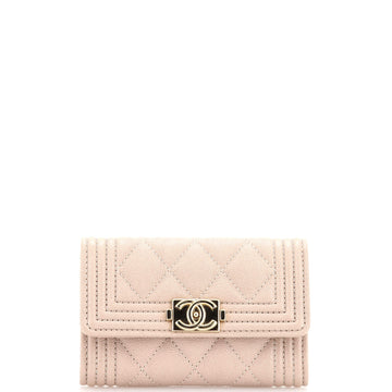 Chanel Boy Flap Card Case Quilted Caviar