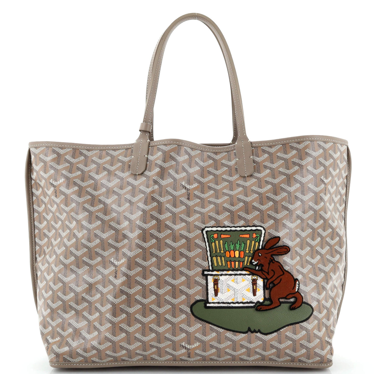 Goyard Anjou Reversible Tote Embroidered Coated Canvas PM Neutral 2483705