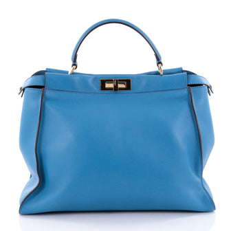 Fendi Peekaboo Monster Handbag Leather with Studded Interior Large Blue 2483901
