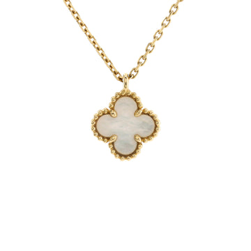 Van Cleef & Arpels Sweet Alhambra Pendant Necklace 18K Yellow Gold and Mother of Pearl